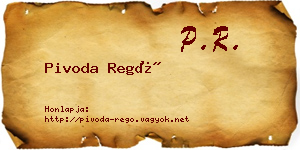 Pivoda Regő névjegykártya